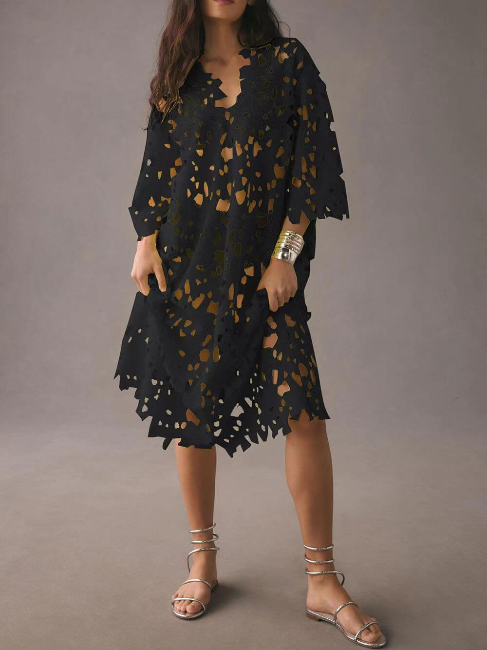 Vestido midi de encaje Cover