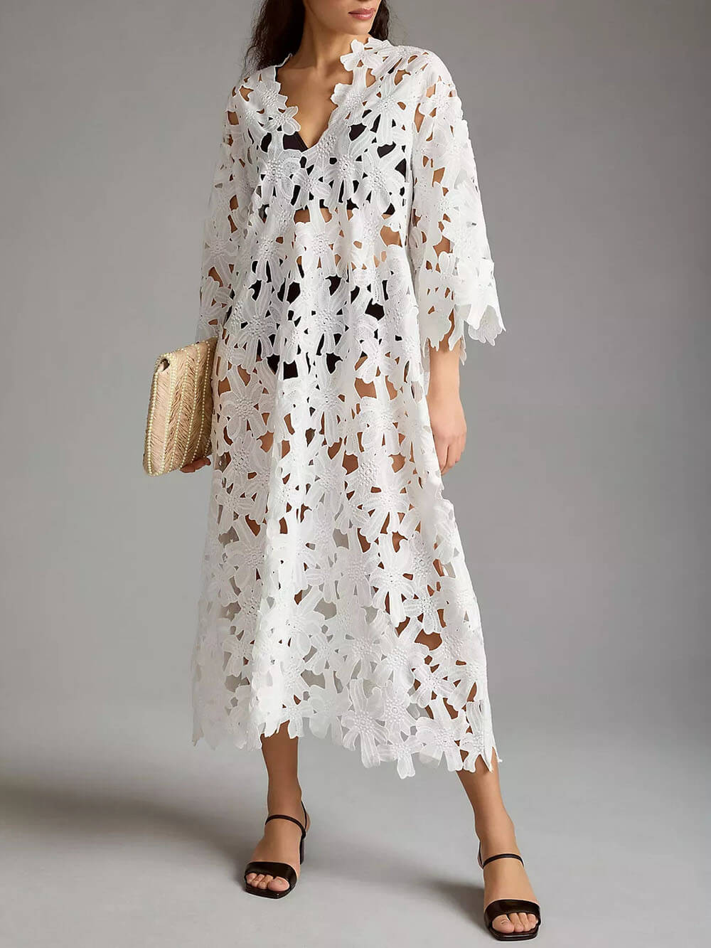 Vestido midi de encaje Cover