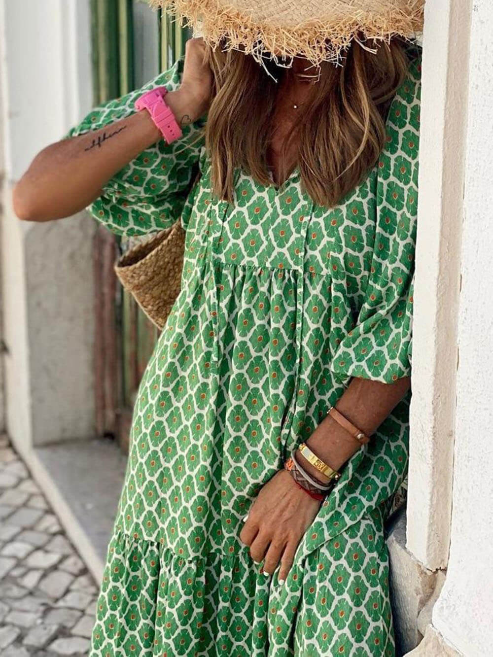 Vestido largo estampado