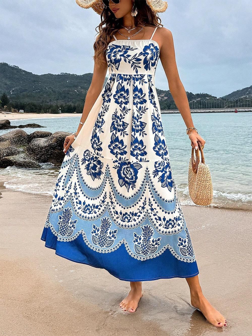 Vestido midi estampado de flores Ethnic