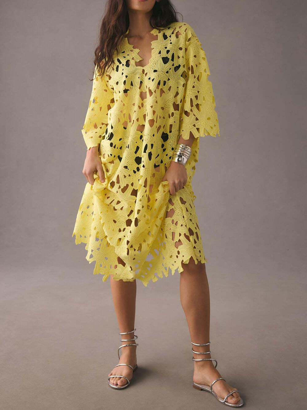 Vestido midi de encaje Cover