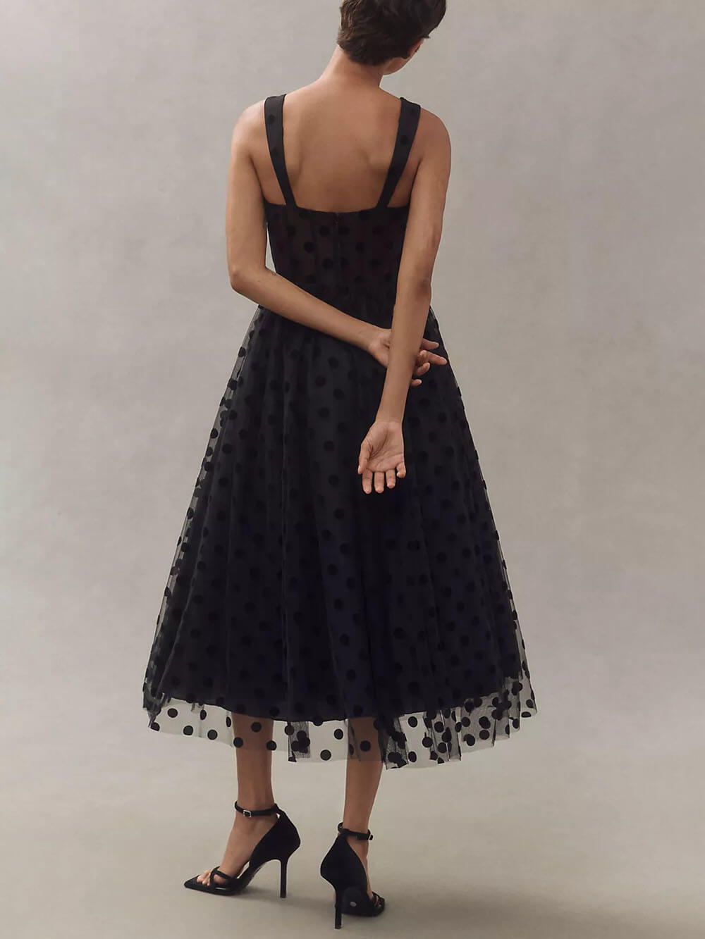 Vestido midi de lunares de corte evasé Exquisite Perfect