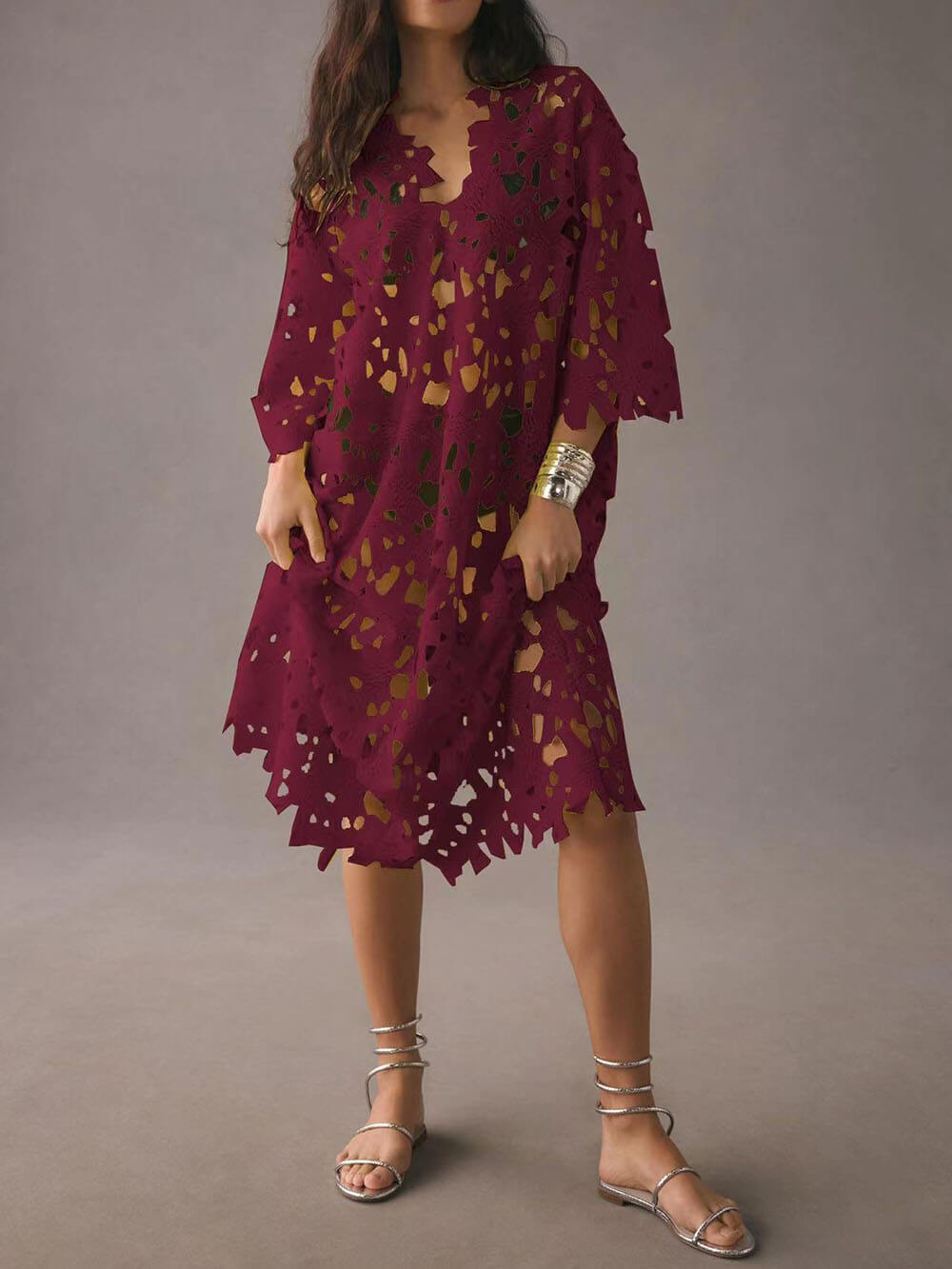 Vestido midi de encaje Cover