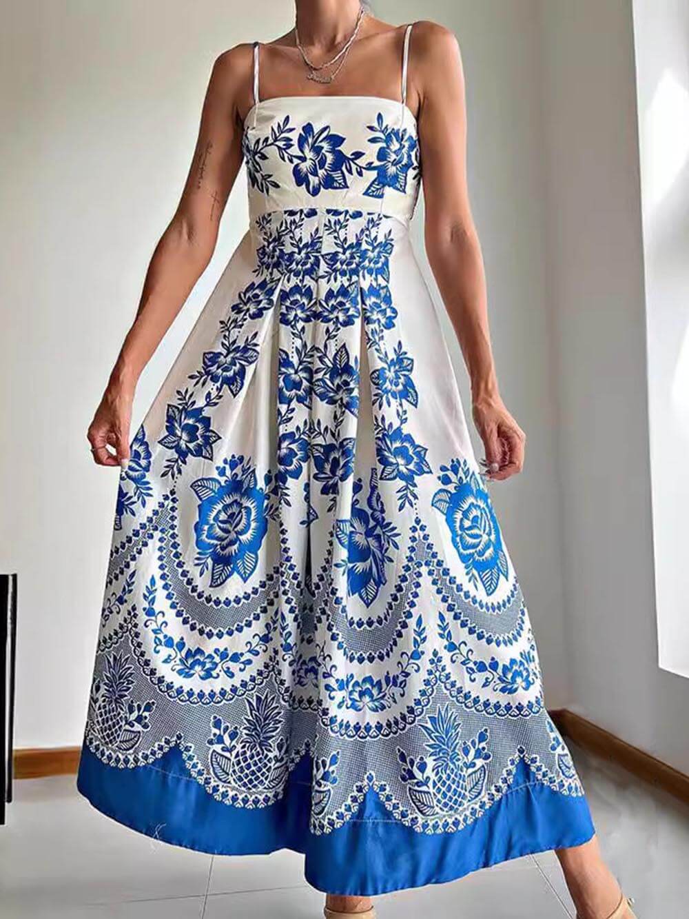 Vestido midi estampado de flores Ethnic