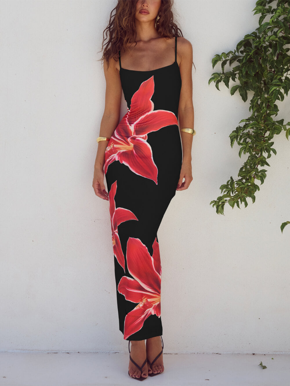Vestido largo estampado de flores