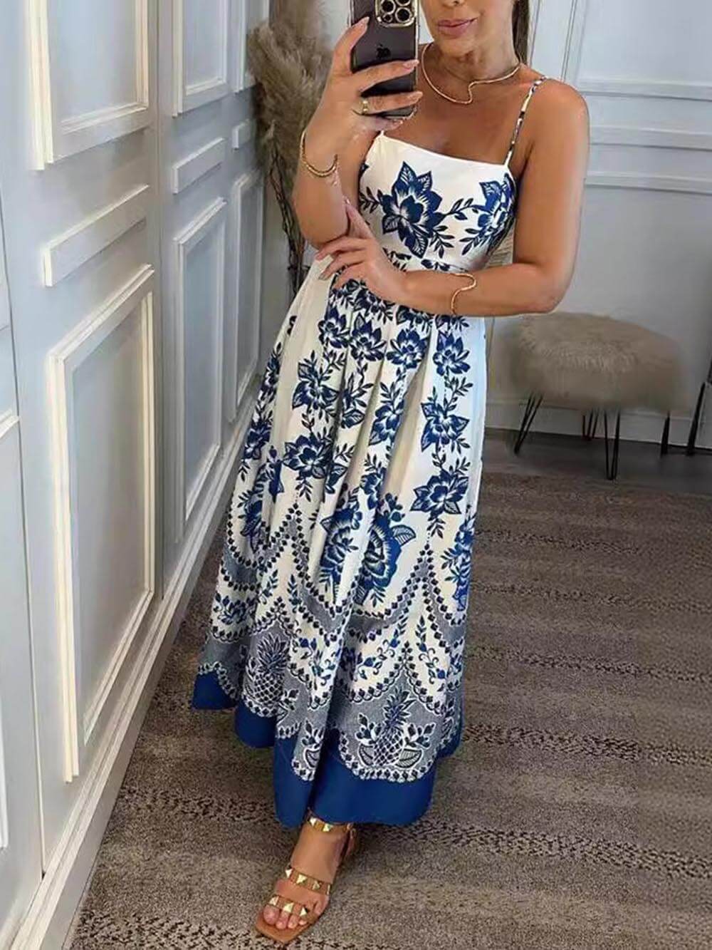 Vestido midi estampado de flores Ethnic