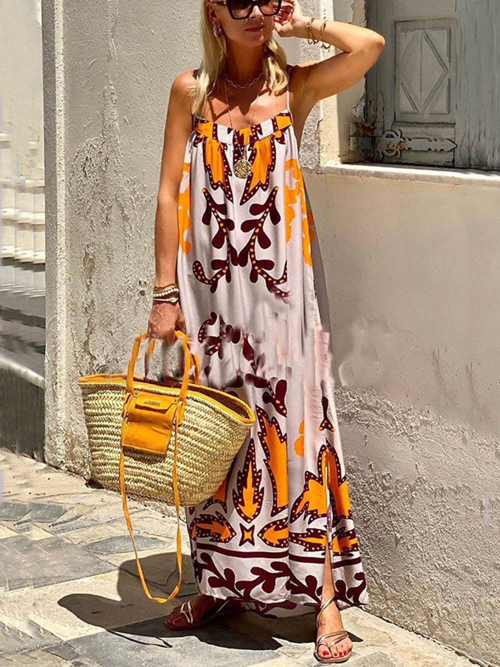 Vestido largo estampado Loose Ethnic