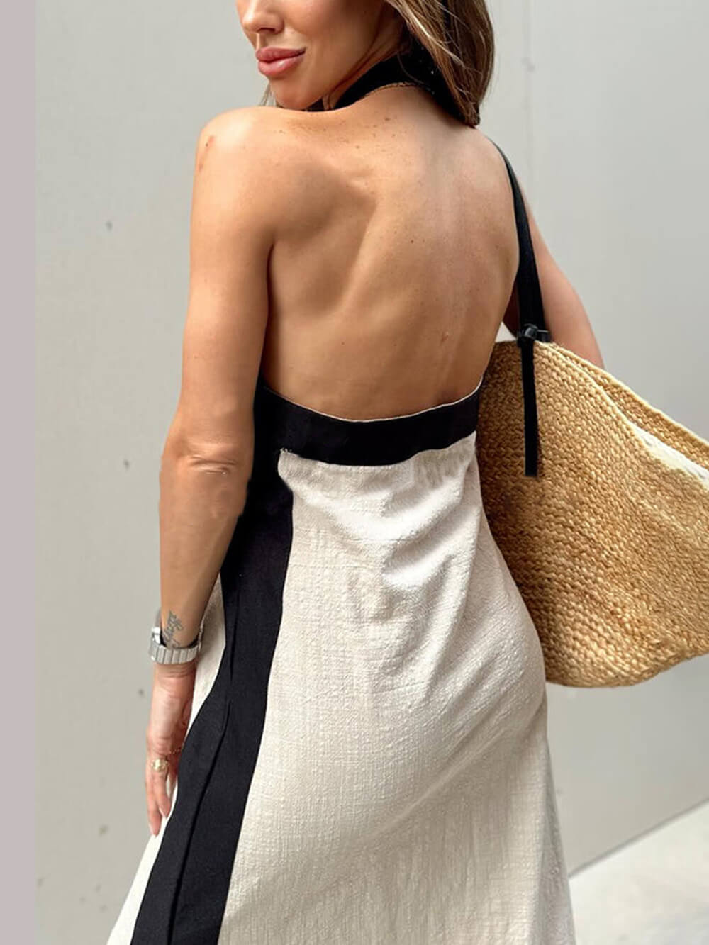 Vestido largo con cuello halter
