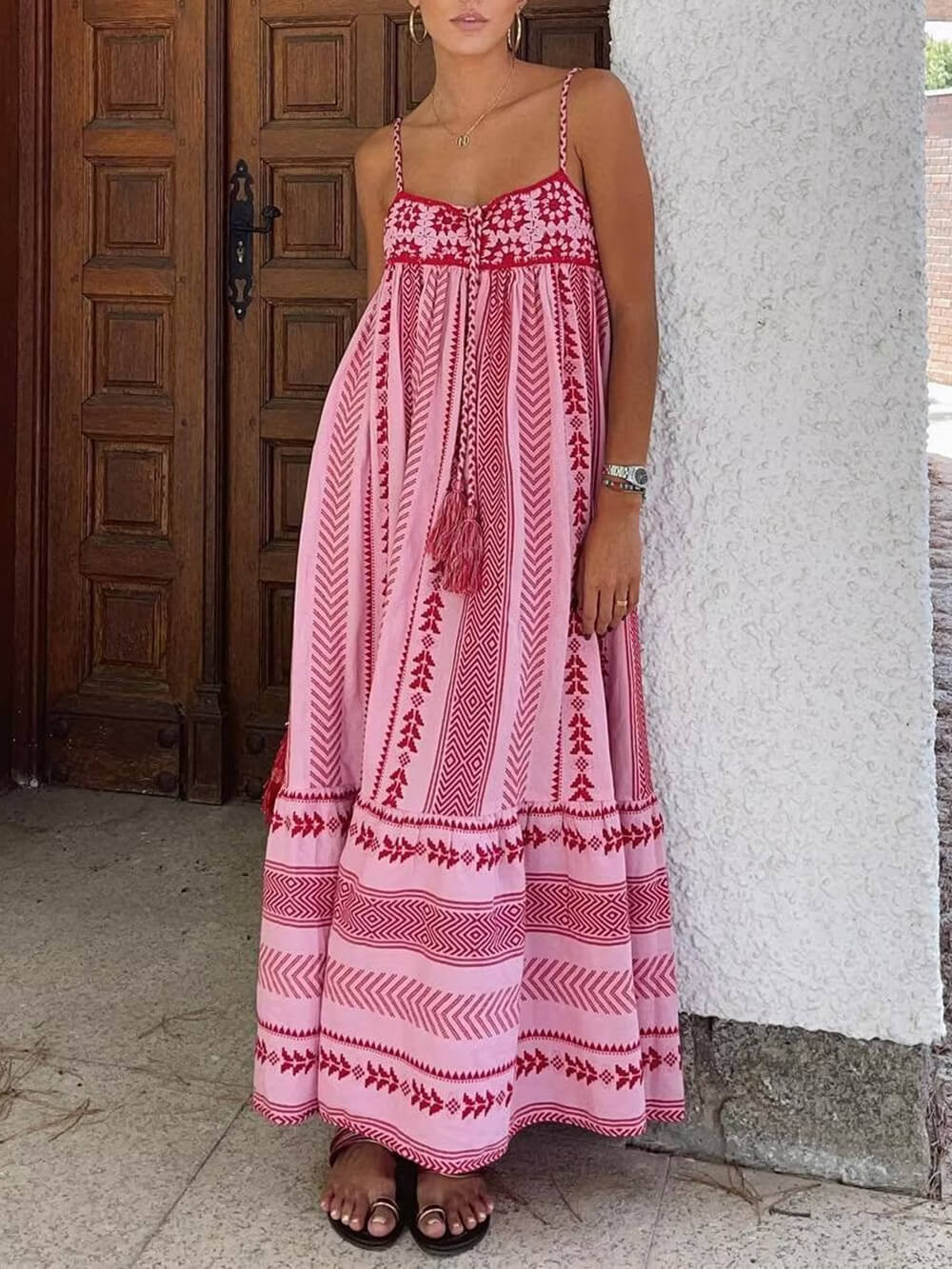 Vestido largo lencero de crochet