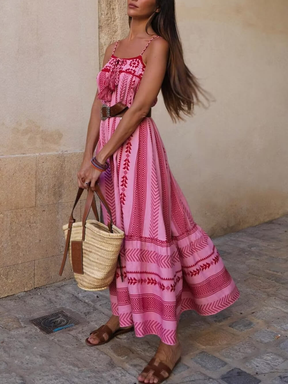 Vestido largo lencero de crochet
