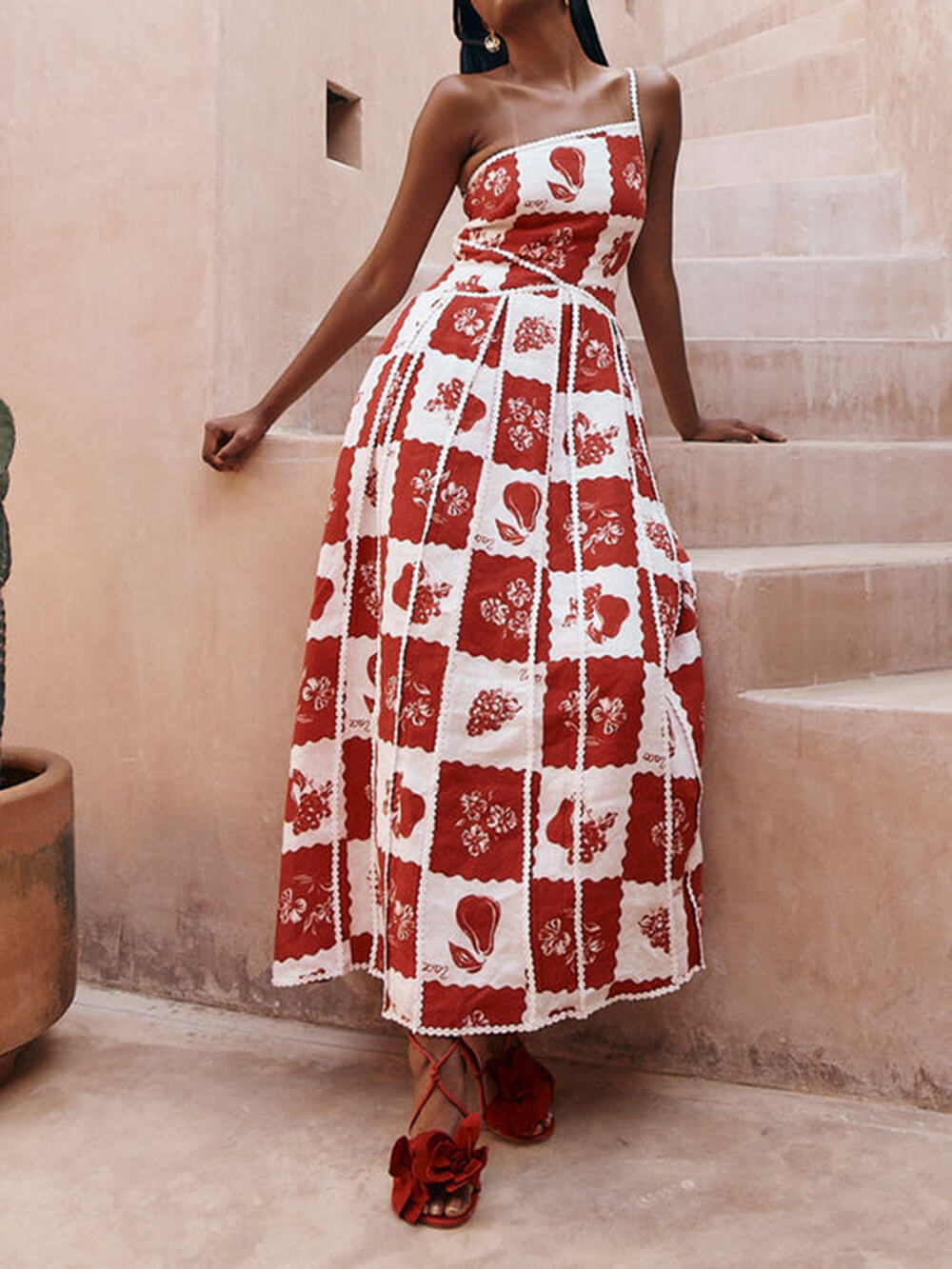 Vestido largo estampado de flores Unique