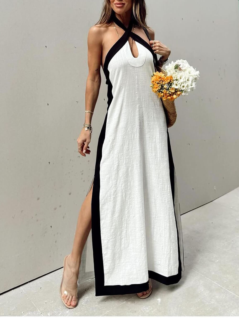 Vestido largo con cuello halter