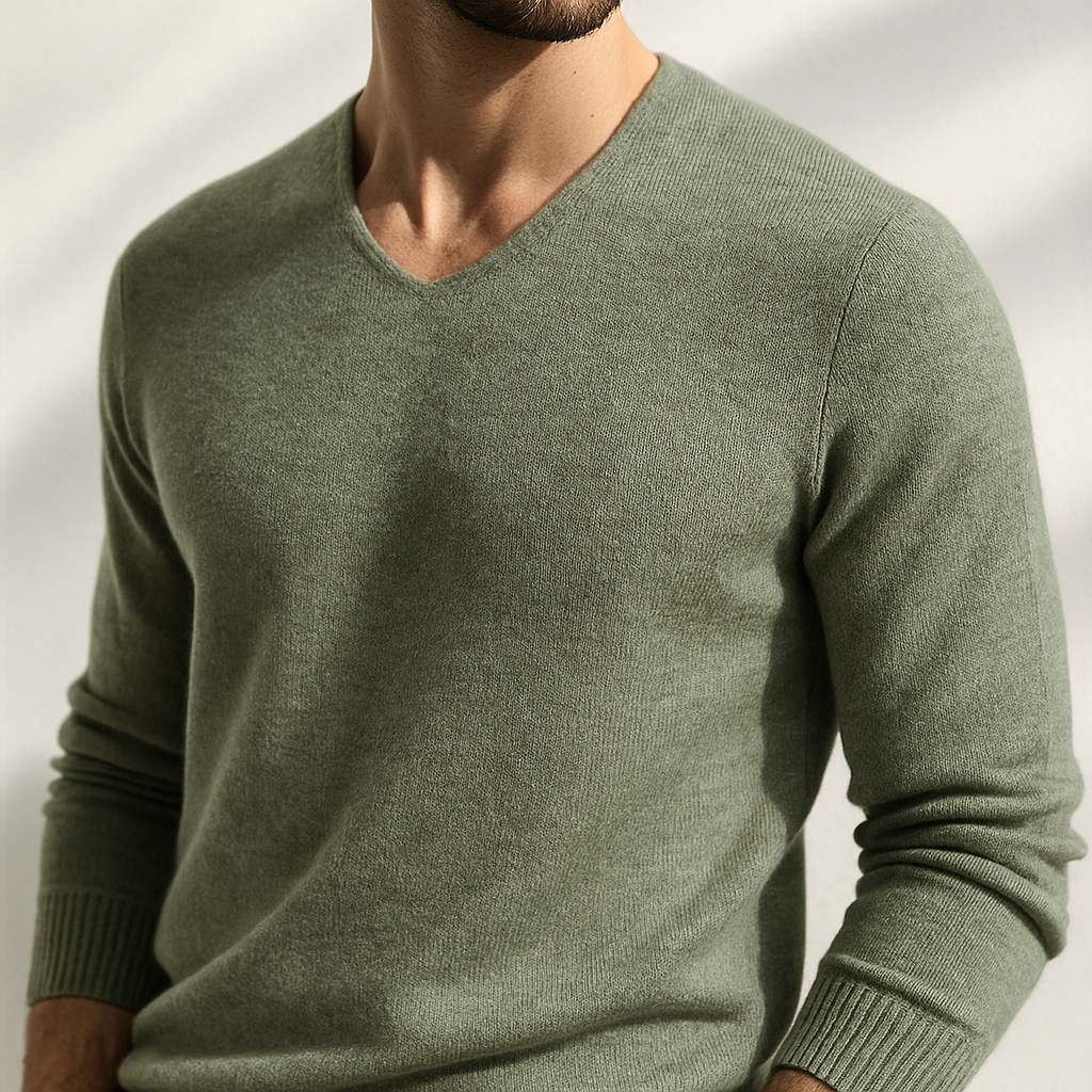Jersey de cuello en V de cachemira con escote en V Huxford