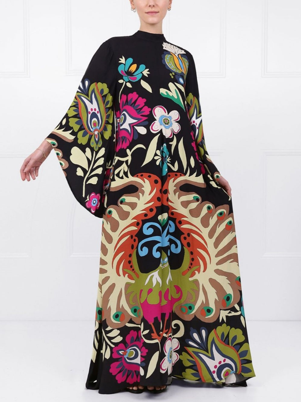 Vestido largo estampado Peacock