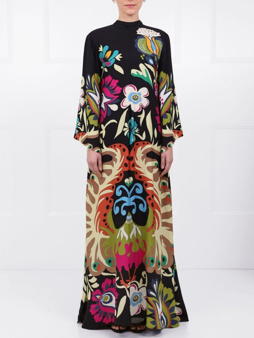 Vestido largo estampado Peacock