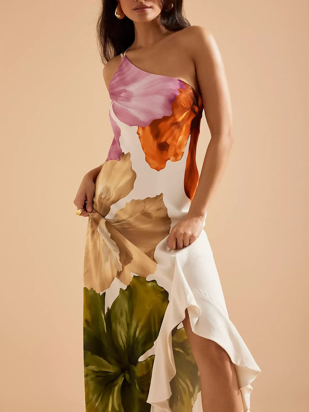 Vestido lencero One-shoulder