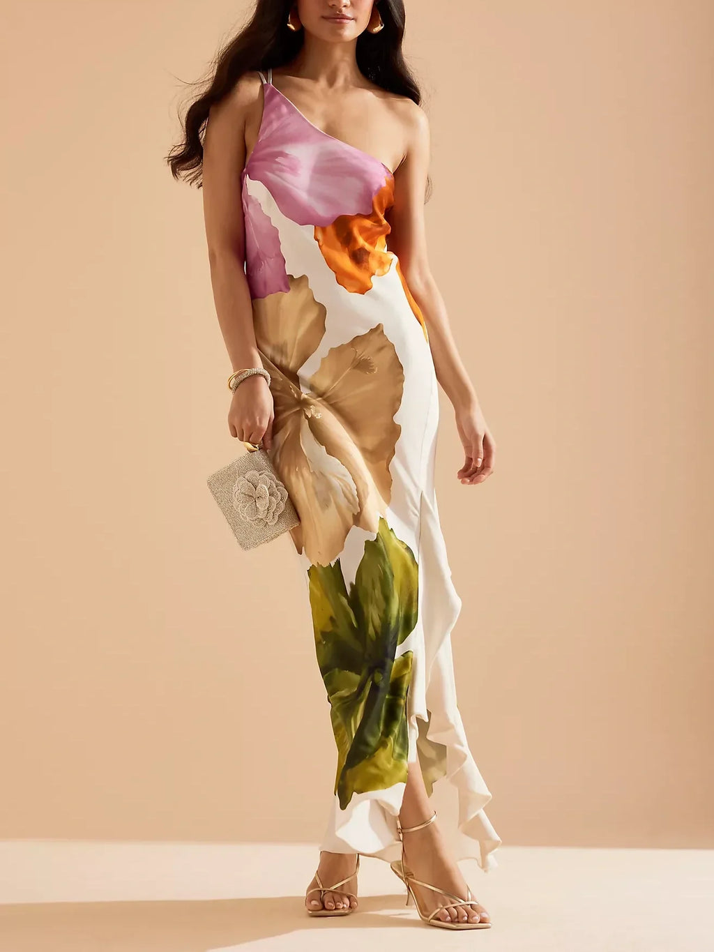 Vestido lencero One-shoulder