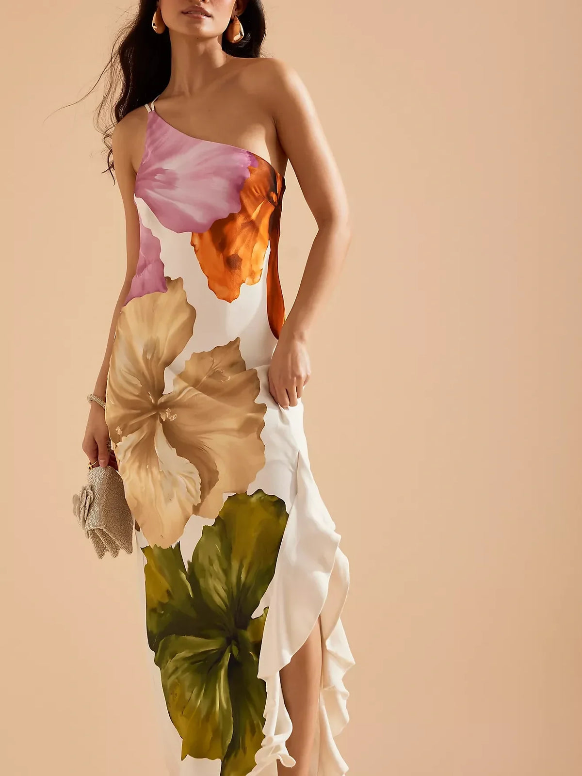 Vestido lencero One-shoulder