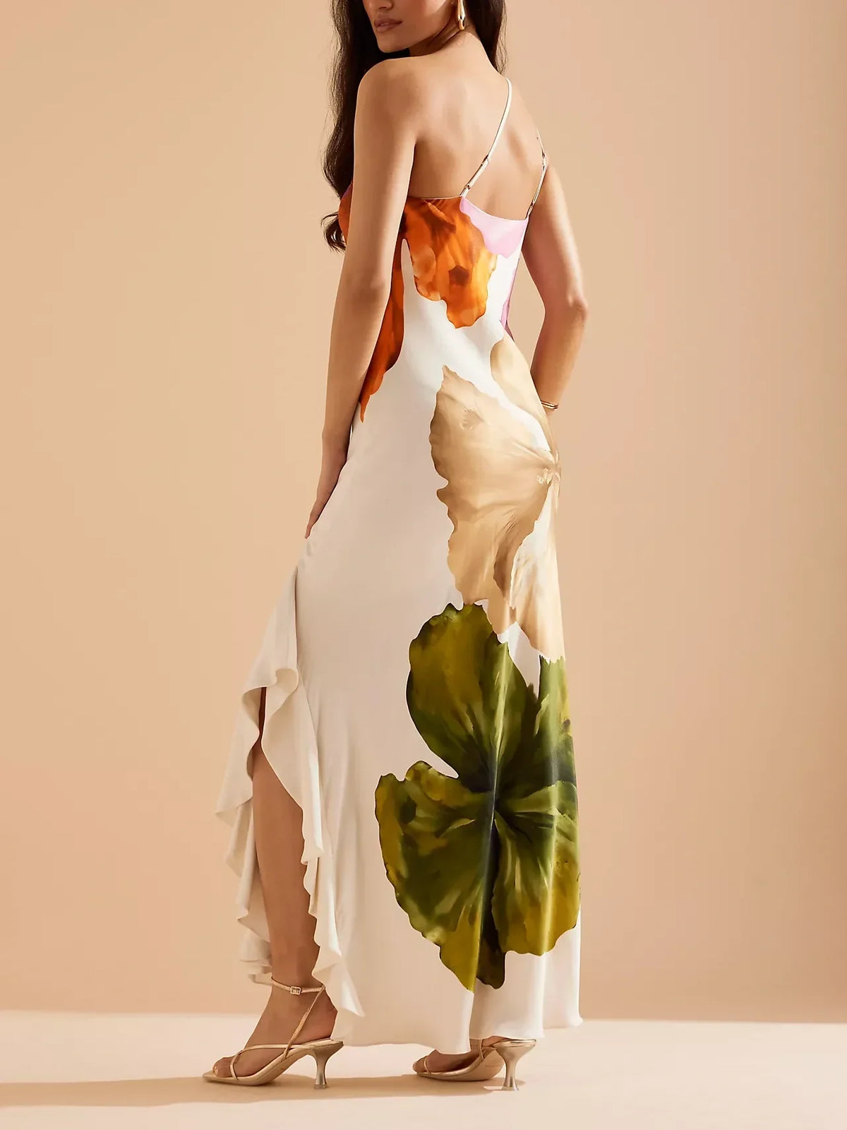 Vestido lencero One-shoulder