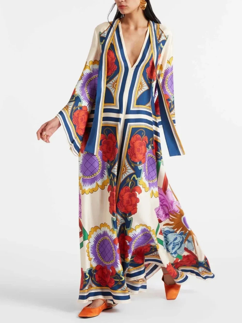 Vestido largo estampado de flores Exquisite