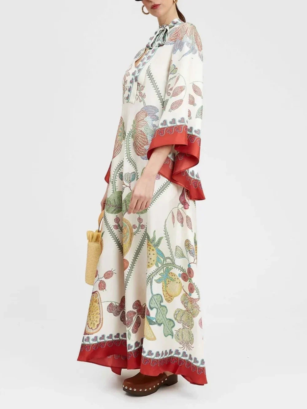 Vestido largo estampado Hand-placed Ebony