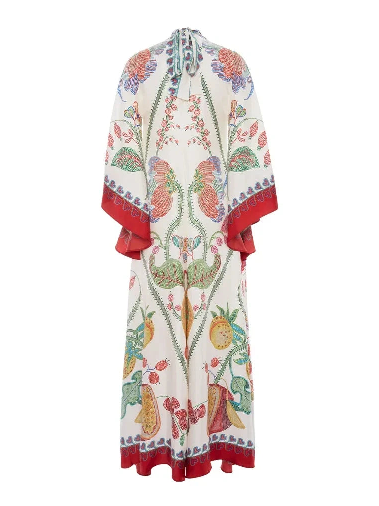 Vestido largo estampado Hand-placed Ebony