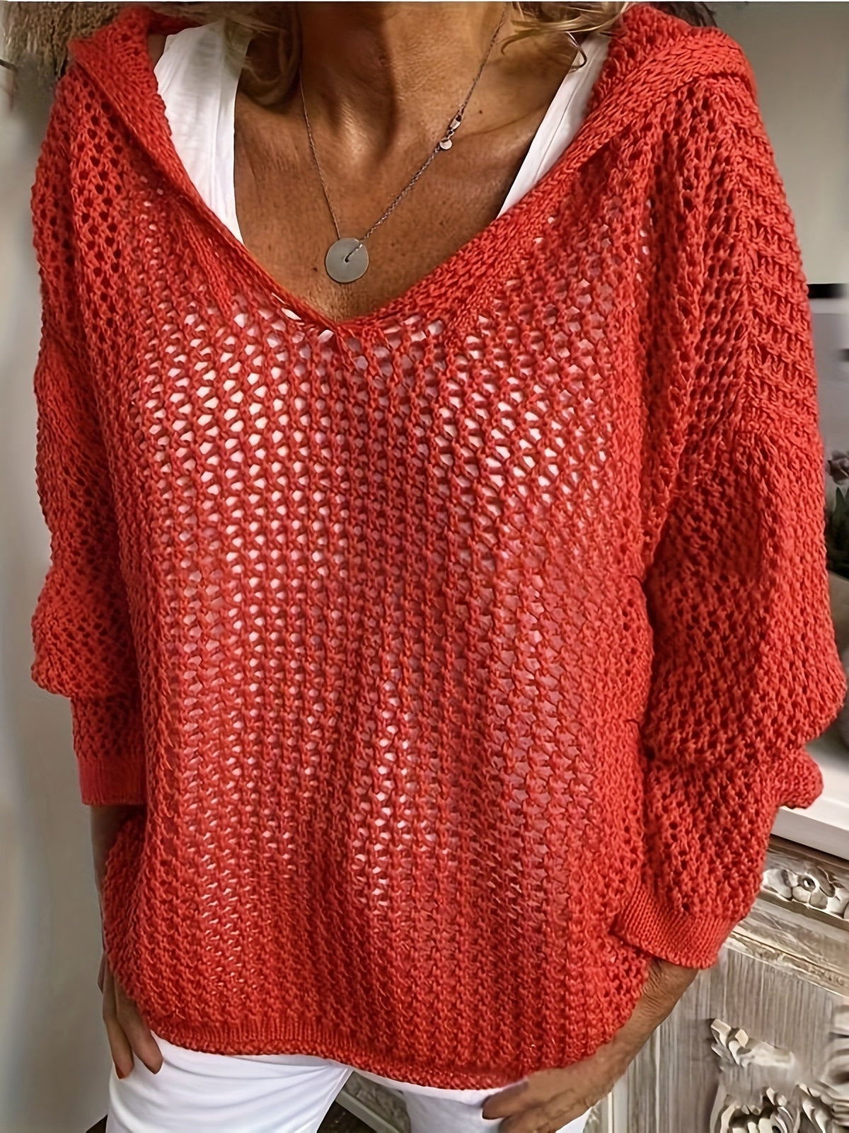 Jersey de punto con capucha Lana