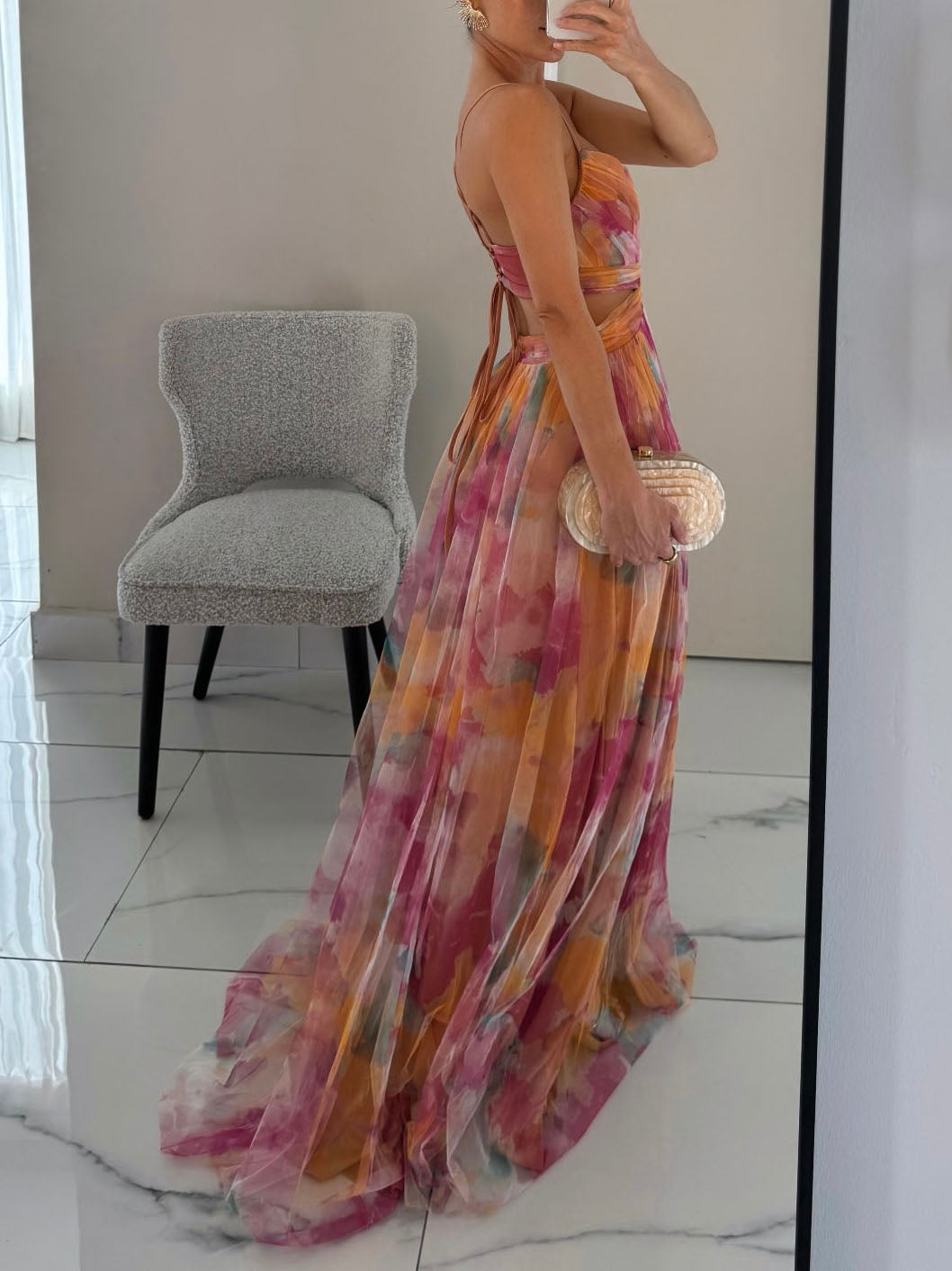 Jersey de cuello en V estampado de flores con escote en V