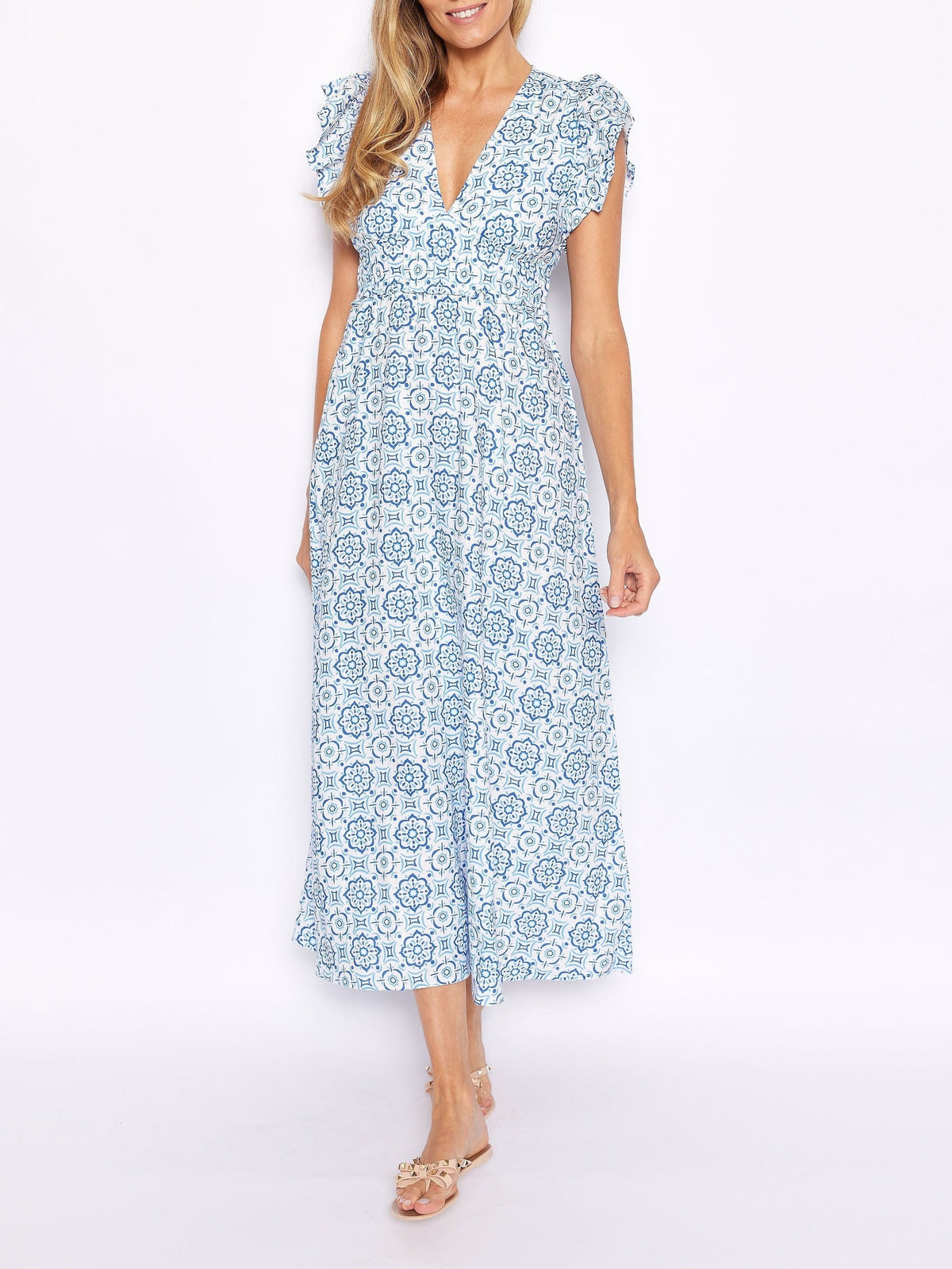 Jersey de cuello en V con escote en V Blue Medallion