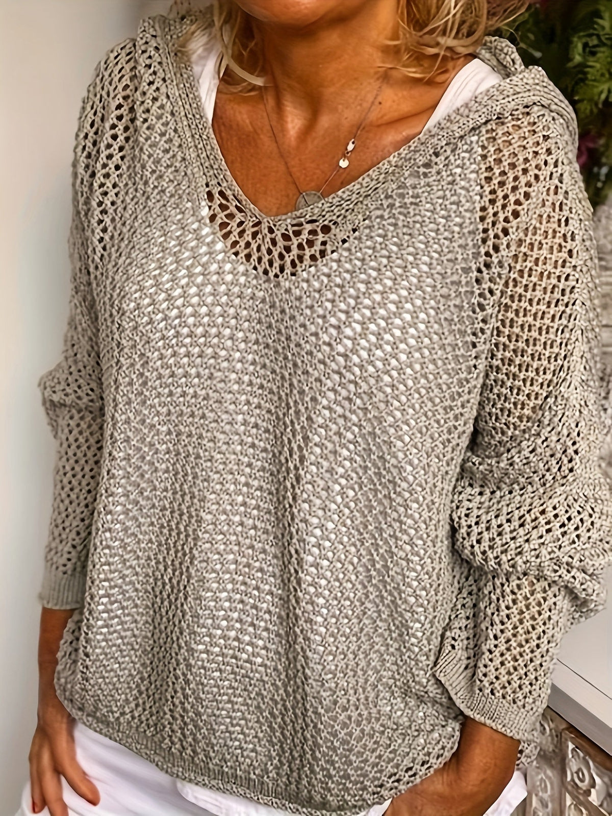 Jersey de punto con capucha Lana