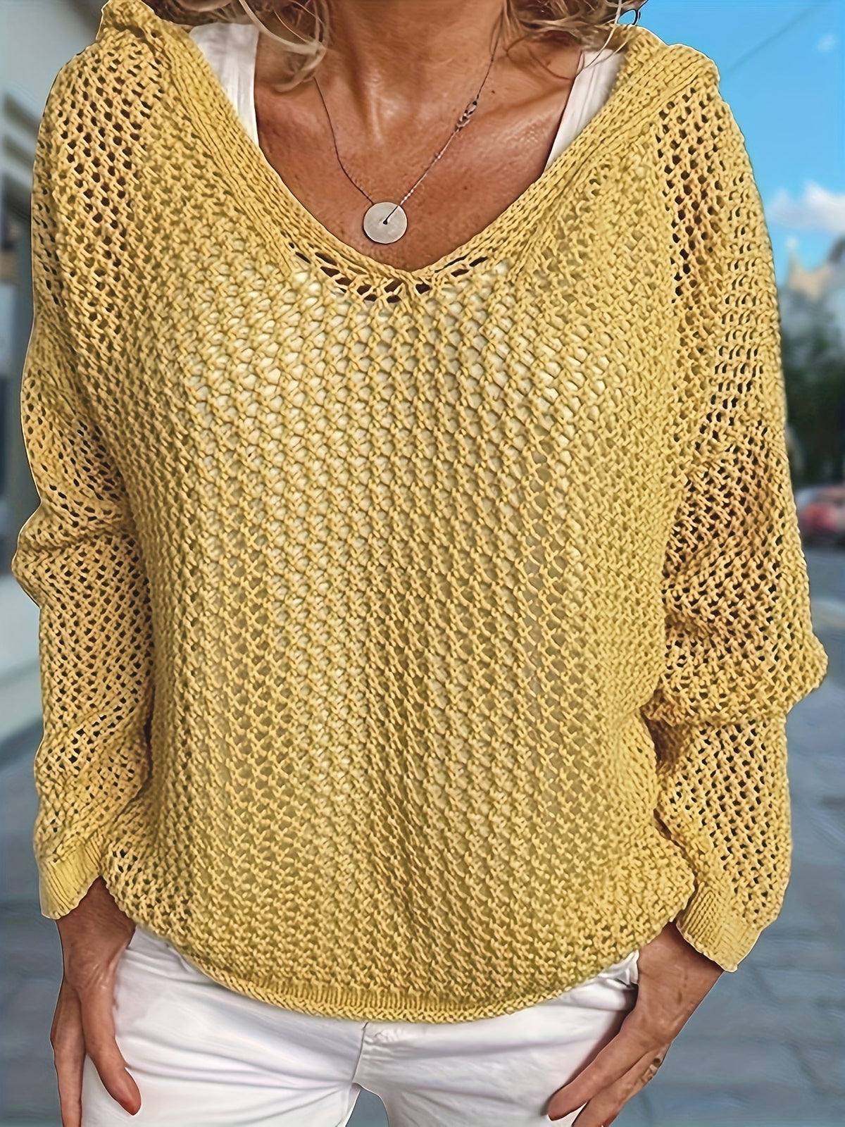 Jersey de punto con capucha Lana
