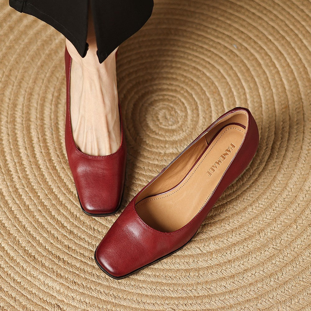 Zapatos de salón de piel Theo Square-toe