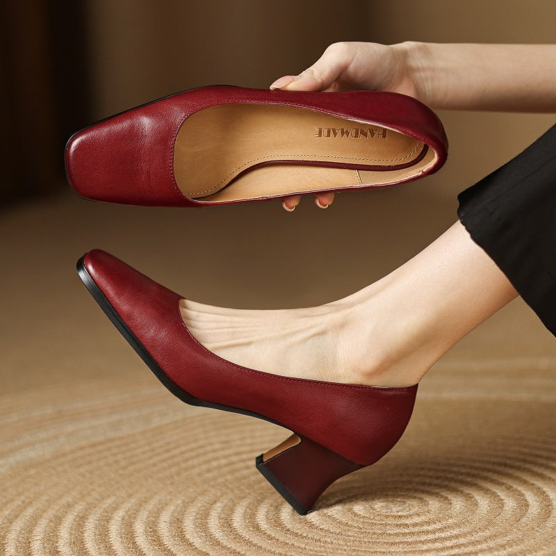Zapatos de salón de piel Theo Square-toe