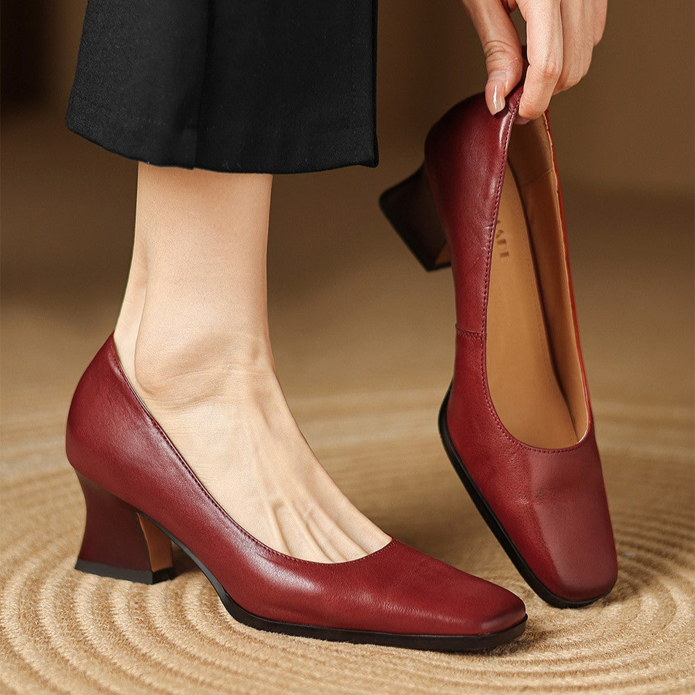 Zapatos de salón de piel Theo Square-toe