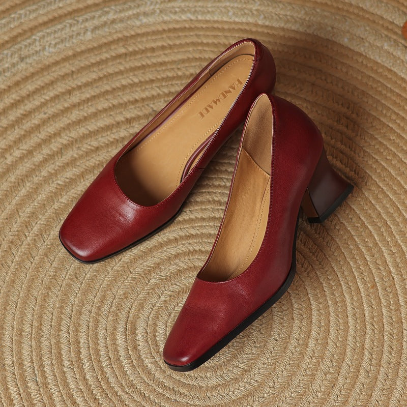 Zapatos de salón de piel Theo Square-toe