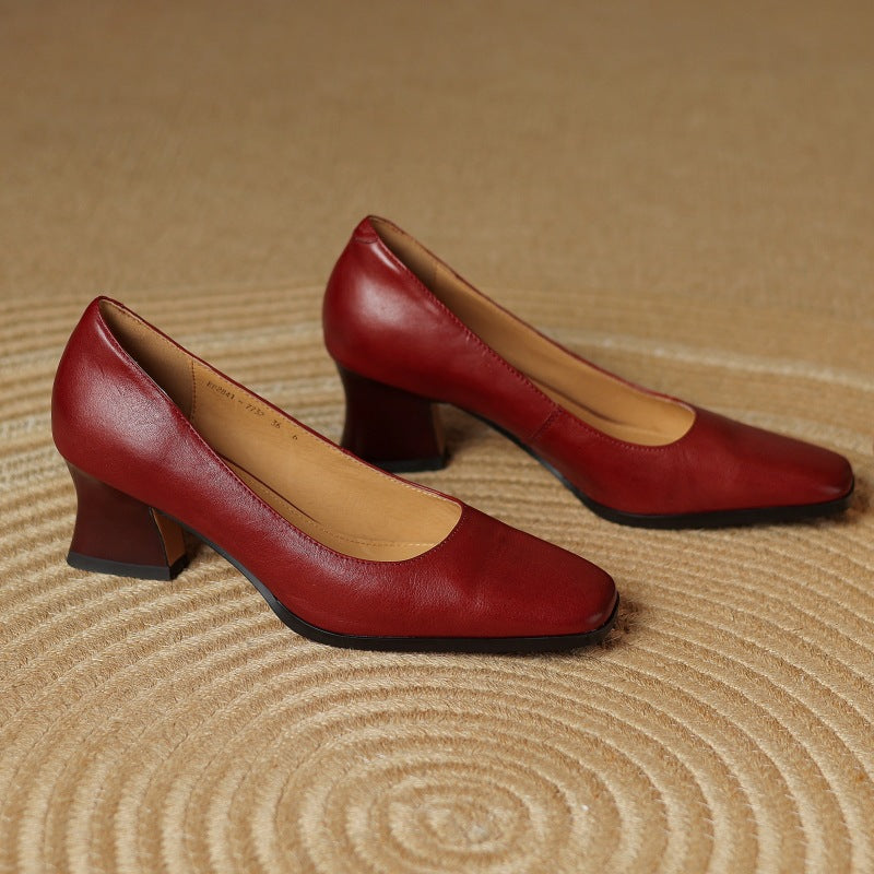 Zapatos de salón de piel Theo Square-toe