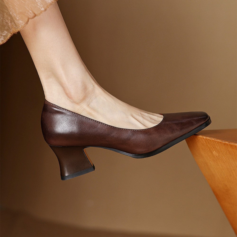 Zapatos de salón de piel Theo Square-toe
