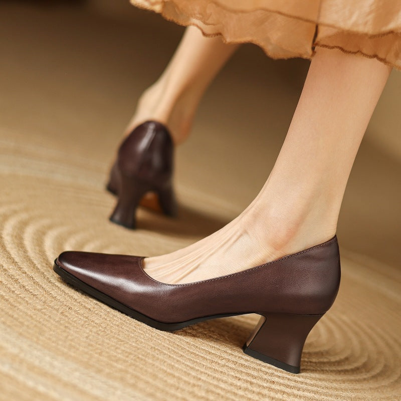 Zapatos de salón de piel Theo Square-toe