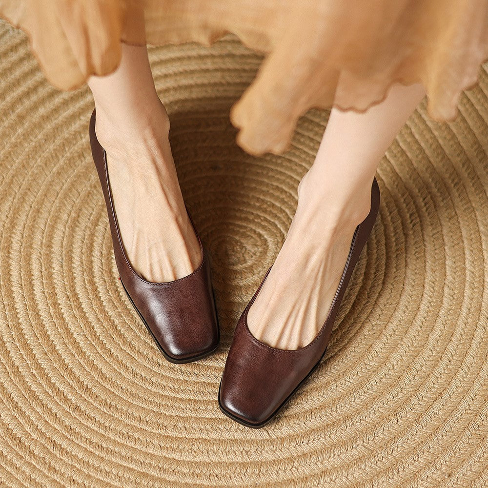 Zapatos de salón de piel Theo Square-toe