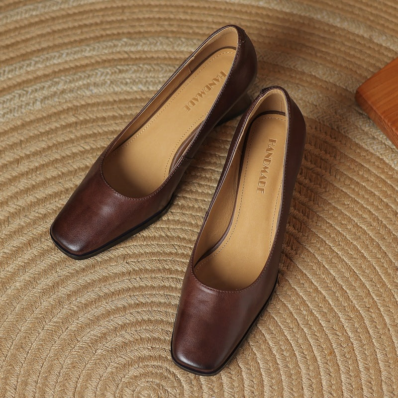 Zapatos de salón de piel Theo Square-toe