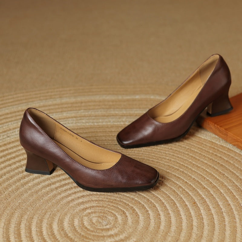 Zapatos de salón de piel Theo Square-toe