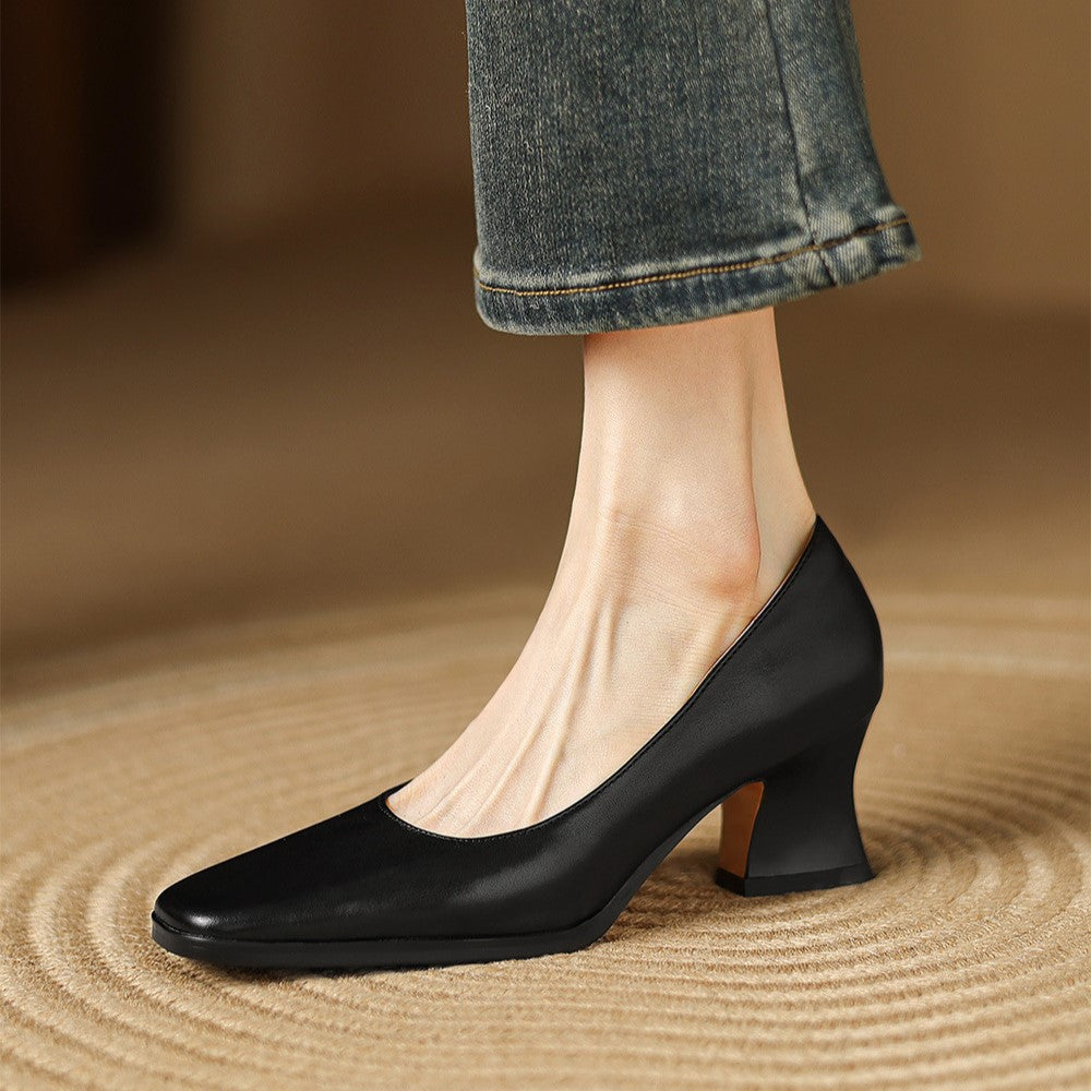 Zapatos de salón de piel Theo Square-toe