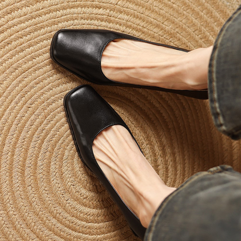 Zapatos de salón de piel Theo Square-toe