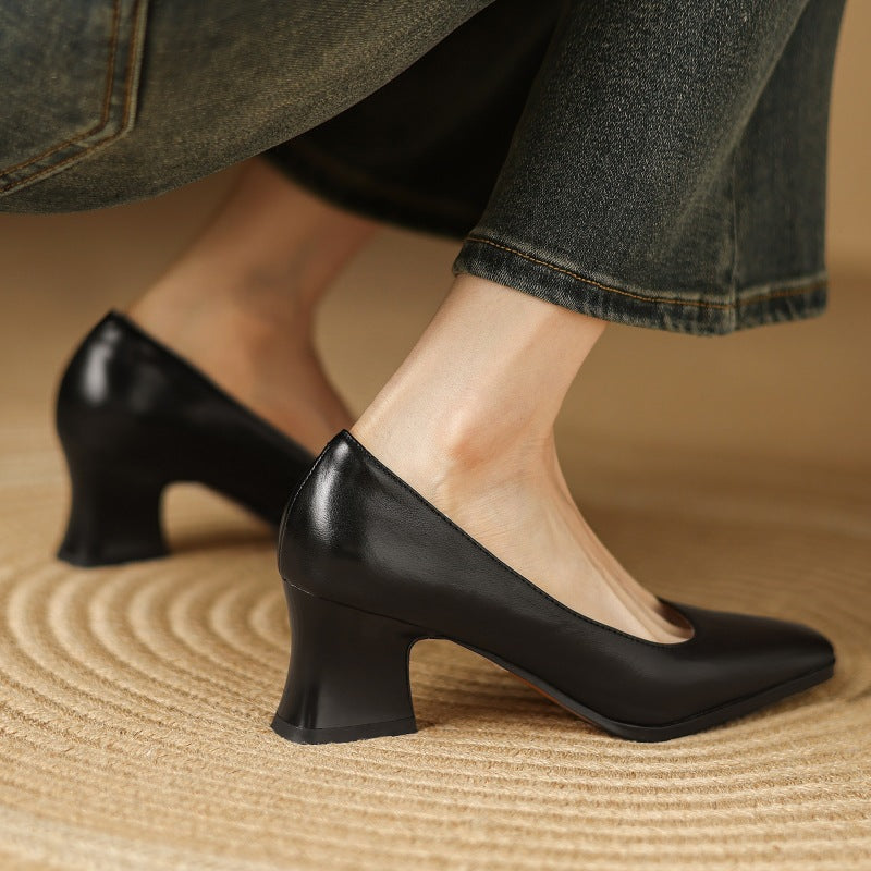 Zapatos de salón de piel Theo Square-toe