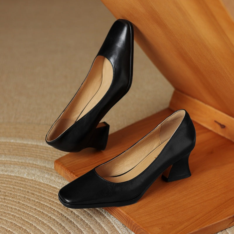 Zapatos de salón de piel Theo Square-toe