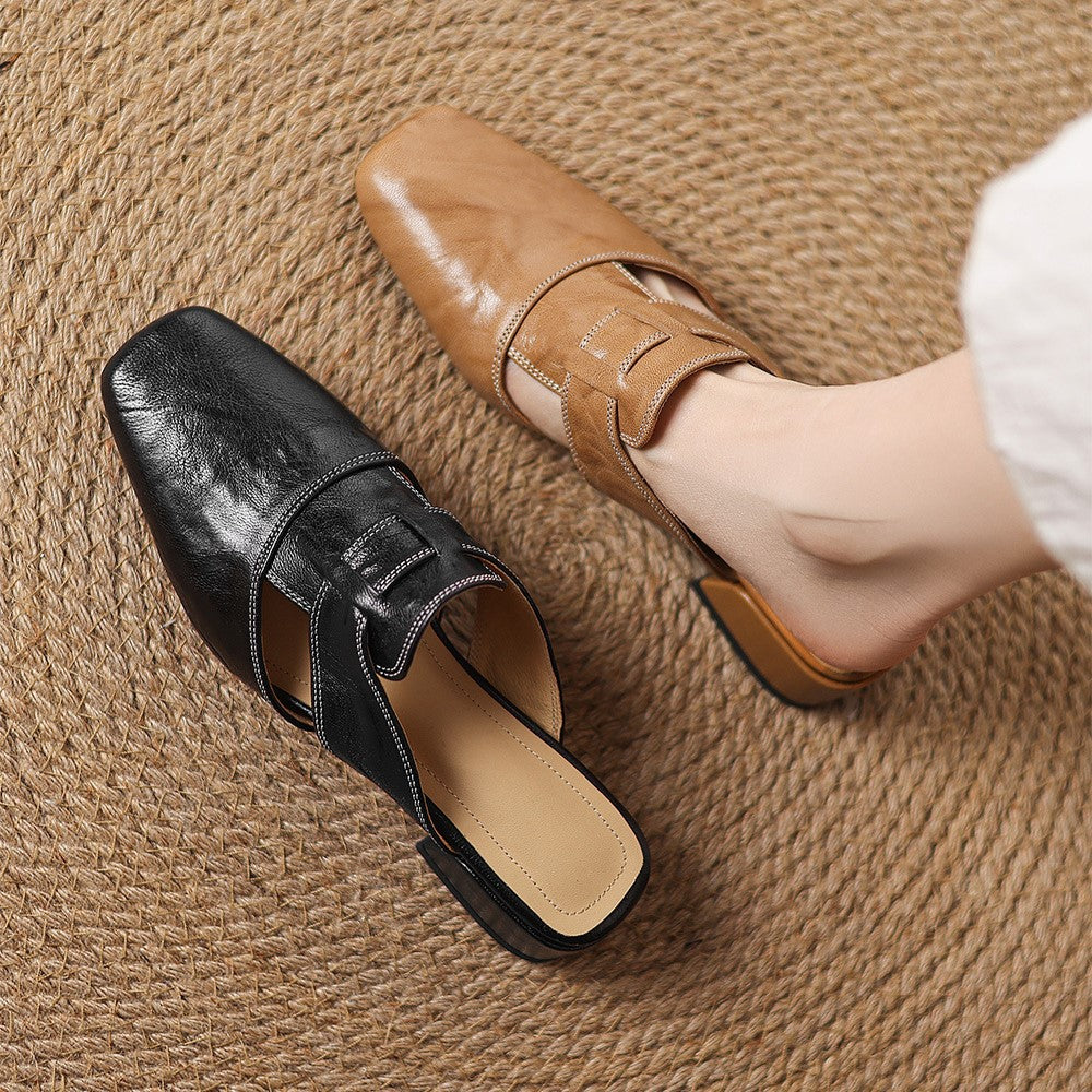 Mules de piel Lawson Square-toe