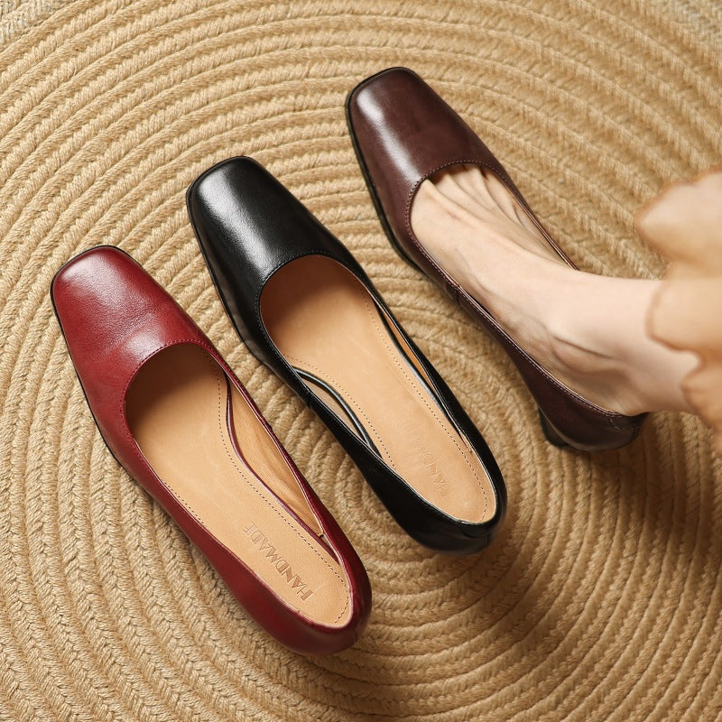 Zapatos de salón de piel Theo Square-toe
