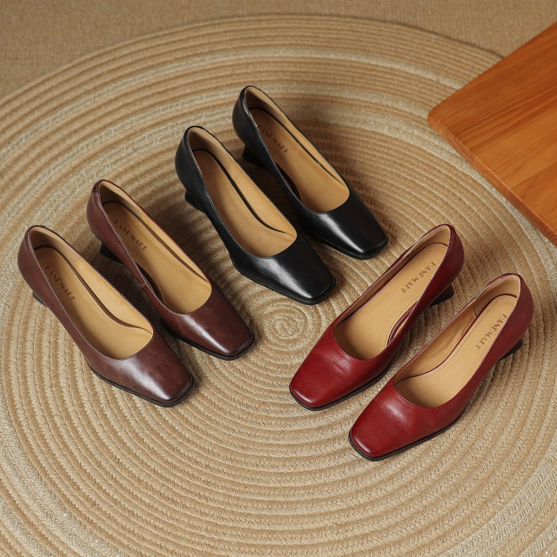 Zapatos de salón de piel Theo Square-toe
