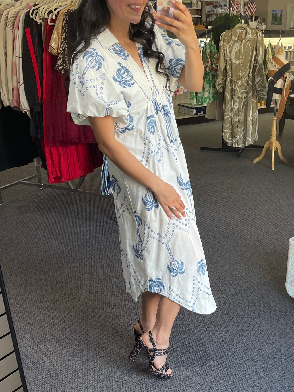 Vestido midi estampado Palm Tree