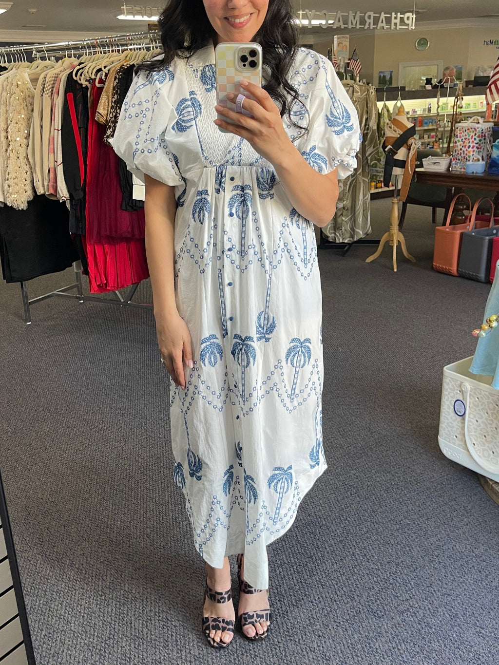 Vestido midi estampado Palm Tree